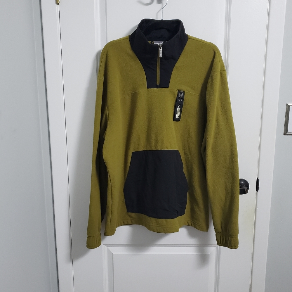 PUMA Mustard Yellow Fleece Pullover Sweater